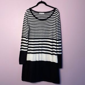 Sandra Darren long sleeve color blocked sweater midi dress Size XLG